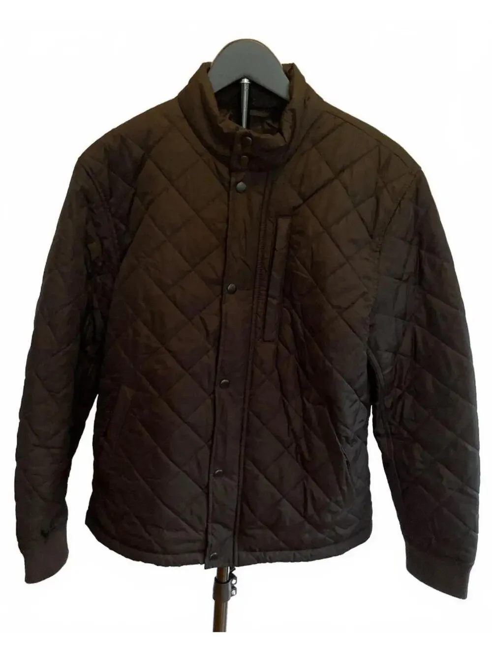 Banana Republic Black Quilted Jacket Men's Medium Snap Zip Lightweight Coat
